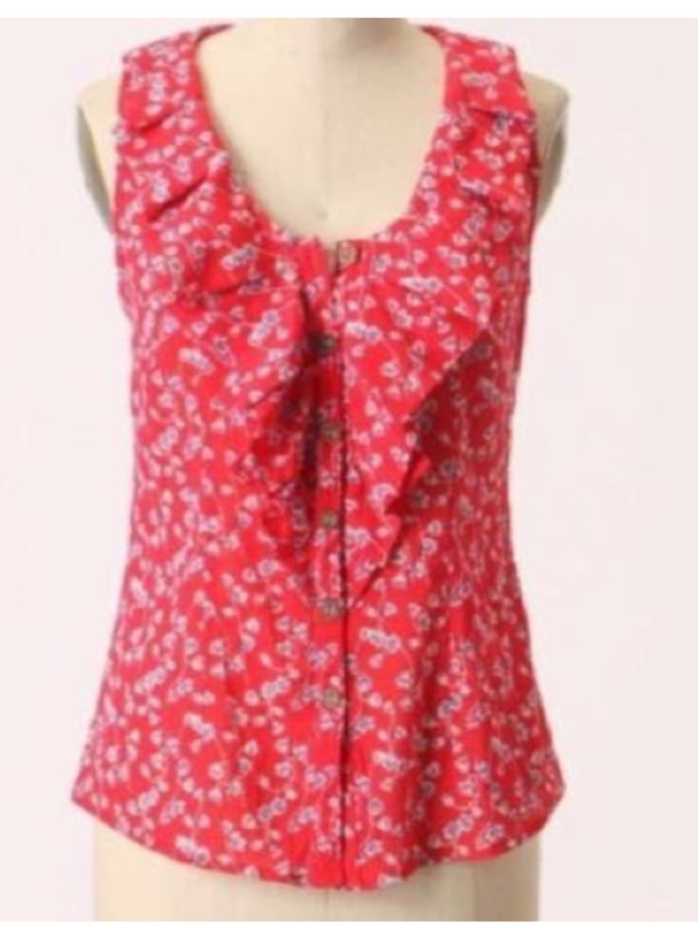 Edme‎ & Esyllte Anthropologie Women's Sleeveless Button Down Blouse Red Floral
